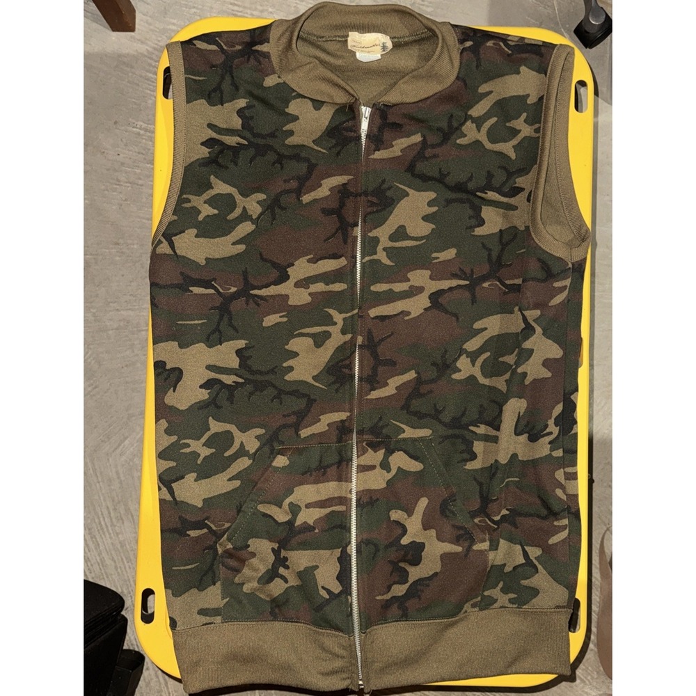 Vtg Sears Fieldmaster Sleeveless Vest Mens Large 44-Tall Camo Full Zip Hunting